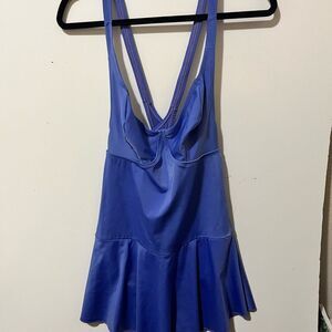 Vintage Chic Purple swim dress One Piece Swimsuit with Skirted Flair